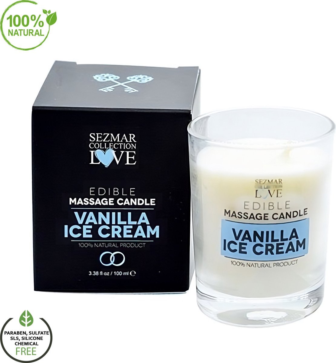 Sezmar Love massagekaars Vanilla Ice Cream 100 ml met doos