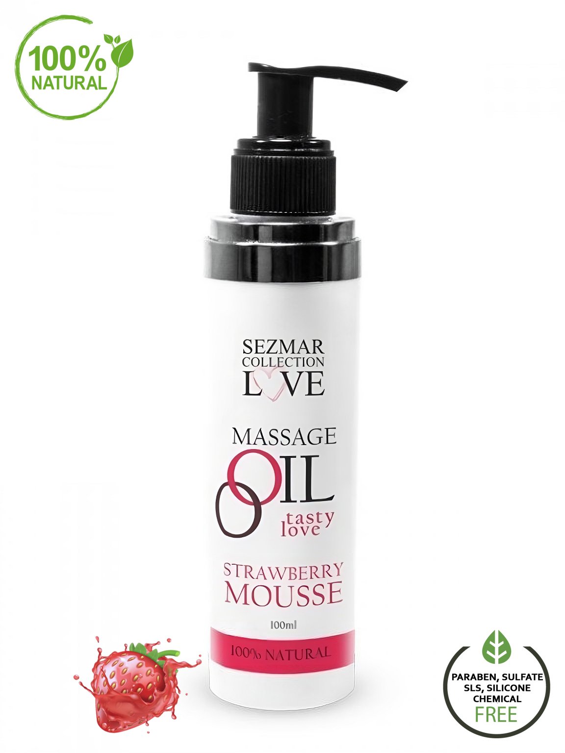 Sezmar Love massageolie Strawberry Mousse 100 ml met aardbei